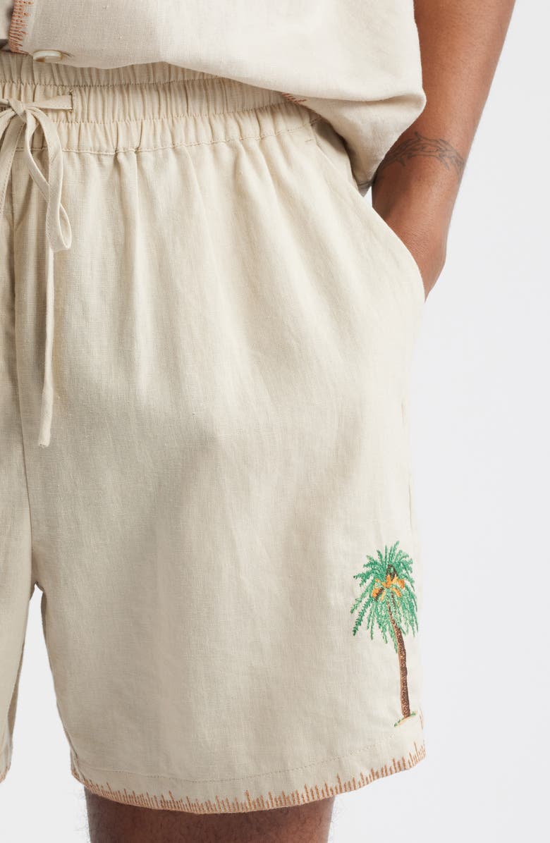 MAVRANS Palm Tree Linen Blend Shorts, Alternate, color, White