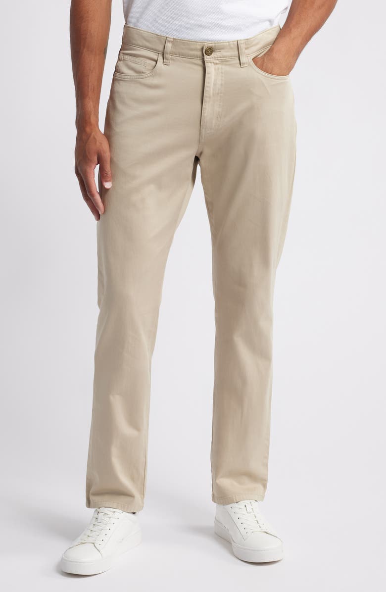 Johnston & Murphy Five-Pocket Pima Cotton Blend Pants, Main, color, Khaki