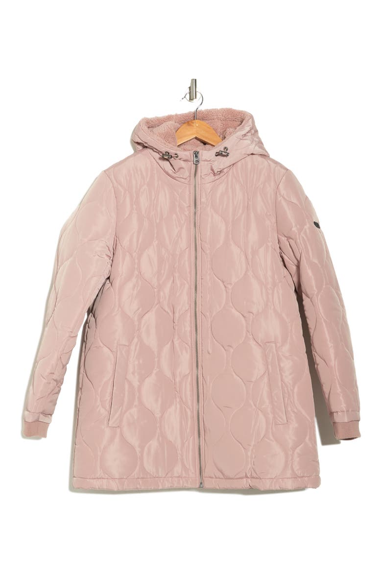 Faux Shearling Lined Onion Quilt Statium Jacket, Alternate, color, DUSTY ROSE