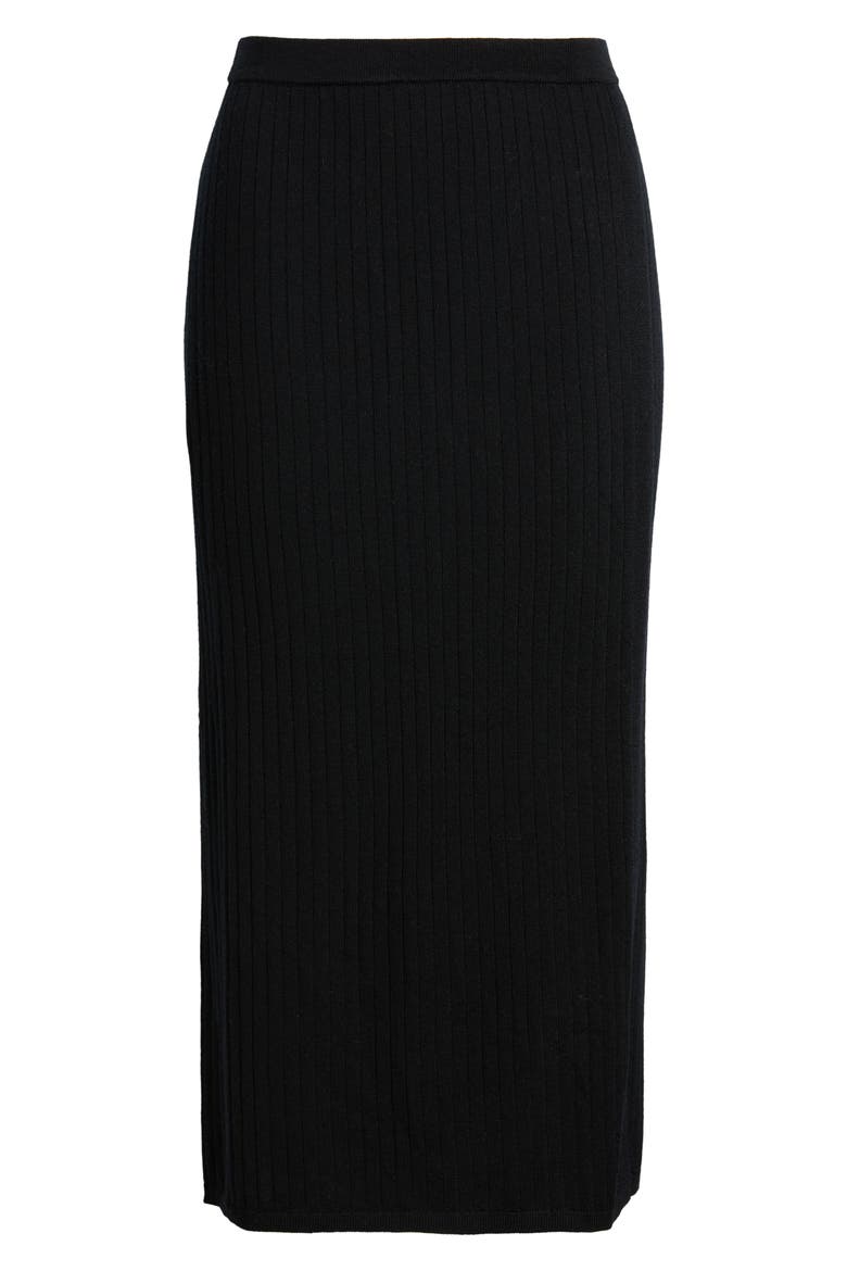Rib Wrap Front Wool Skirt, Alternate, color, ANNE BLACK