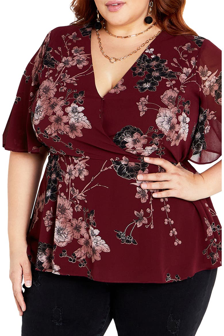 Blossom Love Tie Back Top, Main, color, RUBY BOLD BLSM