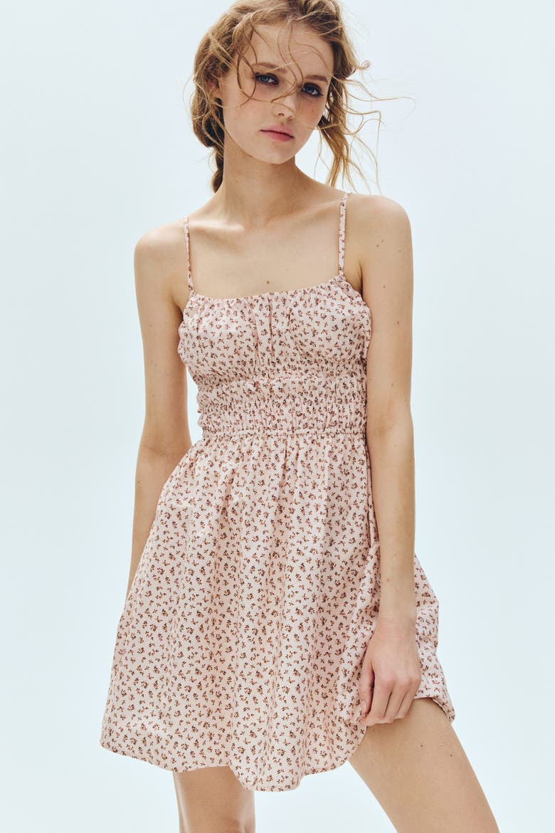 Tie-strap Cotton Dress, Main, color, Light pink/floral