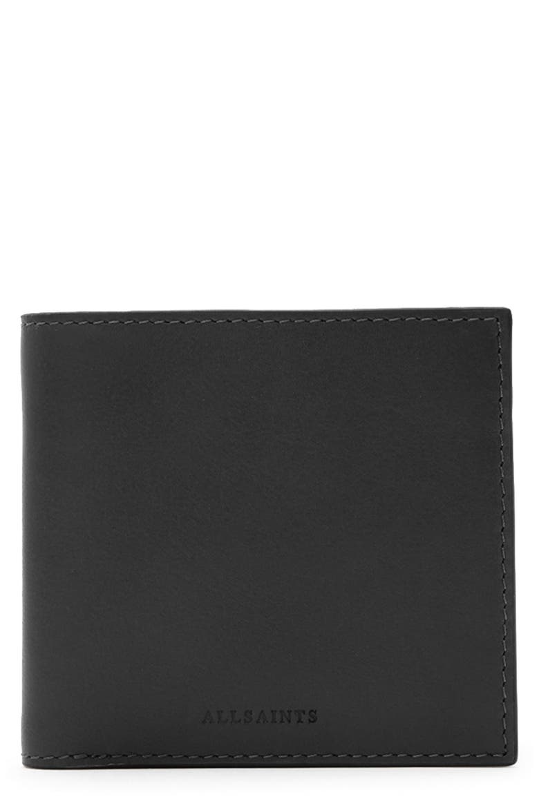 Elkka Leather Bifold Wallet, Main, color, BLACK