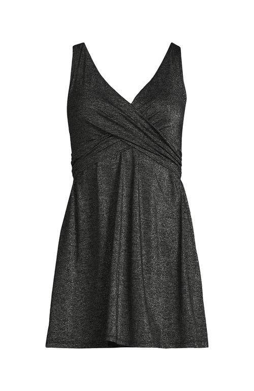LANDS' END LANDS' END SLENDERSUIT V-NECK WRAP SWIM DRESS ONE PIECE SWIMSUIT ADJUSTABLE STRAPS