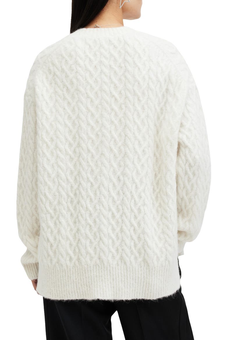 Sirius Relaxed Alpaca Blend Cable Sweater, Alternate, color, CHALK WHITE