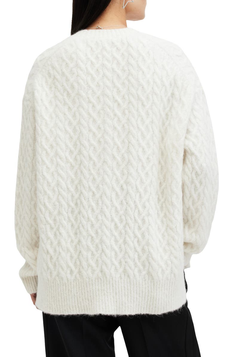 AllSaints Sirius Relaxed Alpaca Blend Cable Sweater, Alternate, color, Chalk White