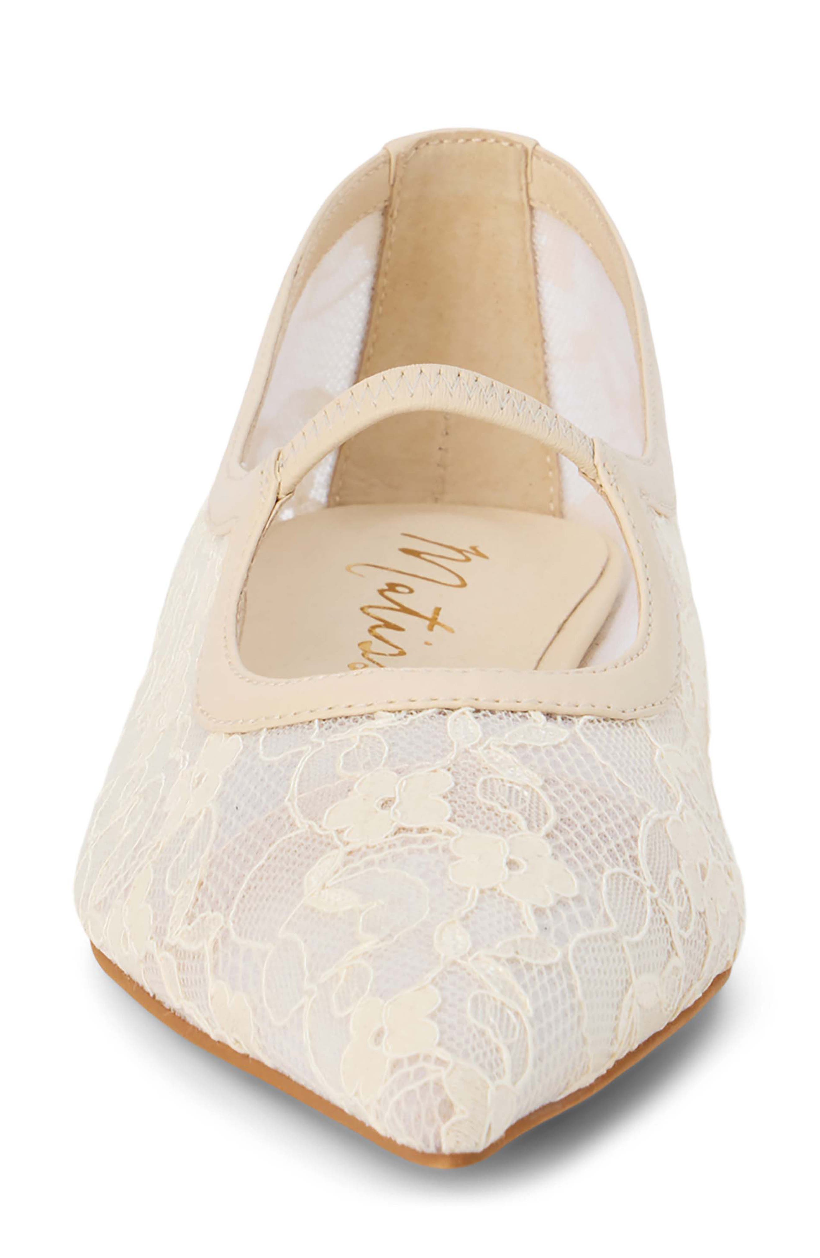 Fleur Pointed Toe Flat, Alternate, color, IVORY LACE