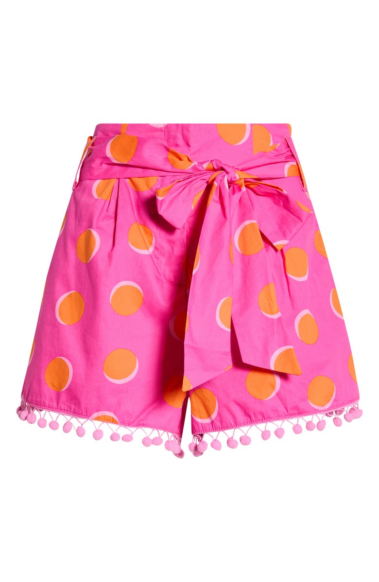 SUGARLIPS Rosy Polka Dot Pompom Cotton Shorts, Alternate, color, 