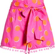 SUGARLIPS Rosy Polka Dot Pompom Cotton Shorts