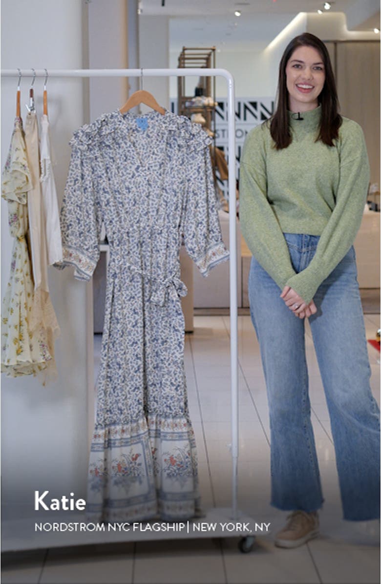 Floral Print Ruffle Tie Waist Maxi Dress, sales video thumbnail