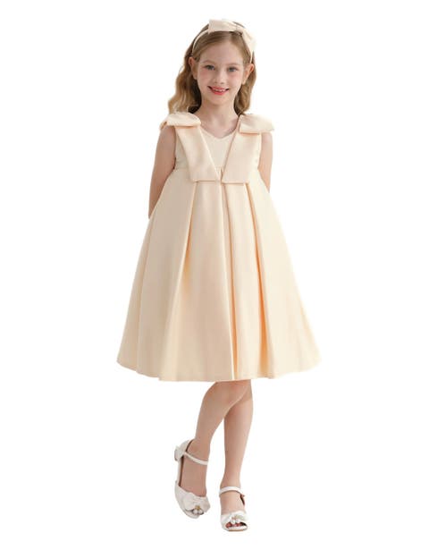 Palermo Satin Bow Pleated Dress