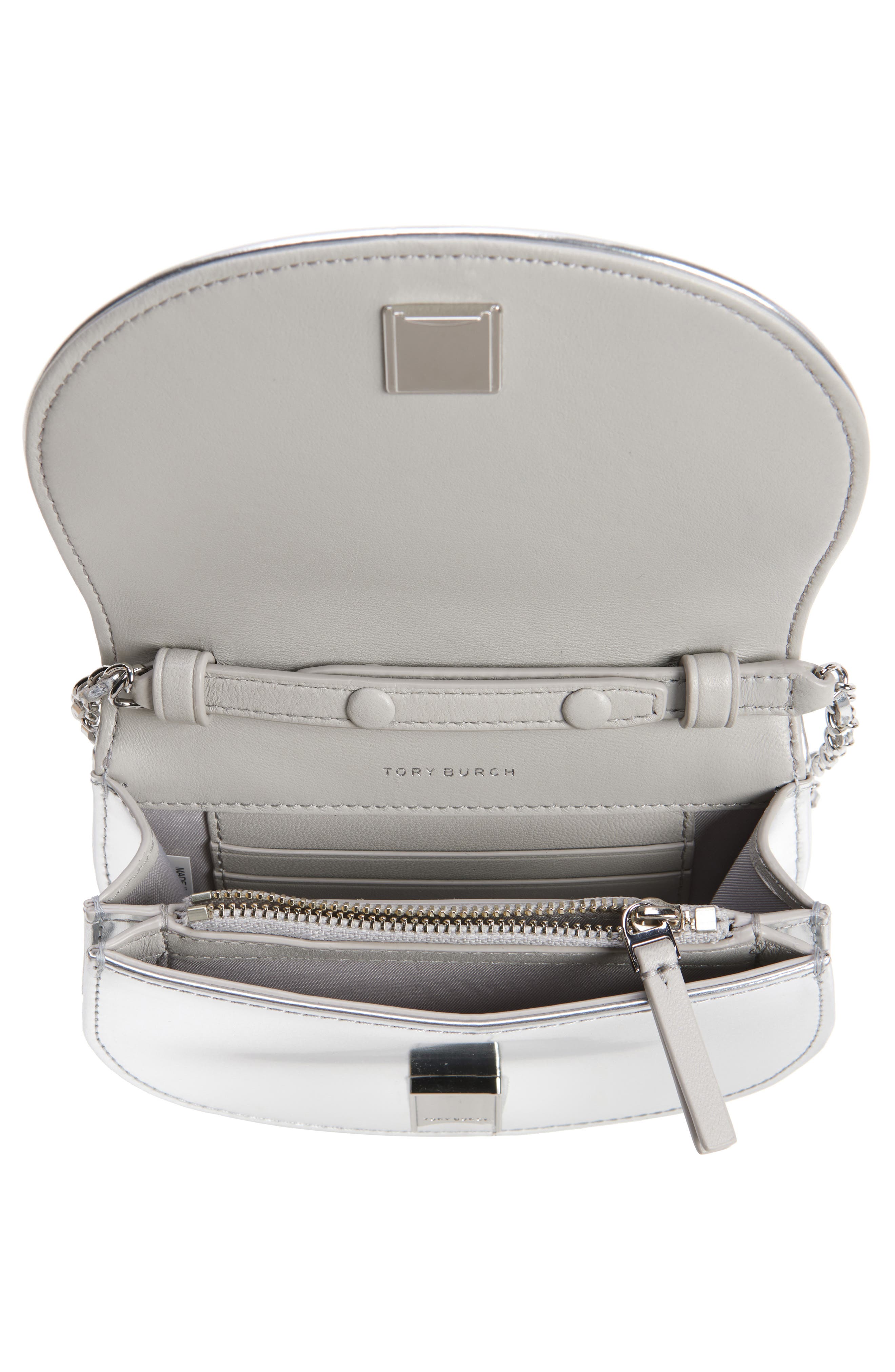 Fleming Metallic Square Quilt Mini Crossbody, Alternate, color, SILVER