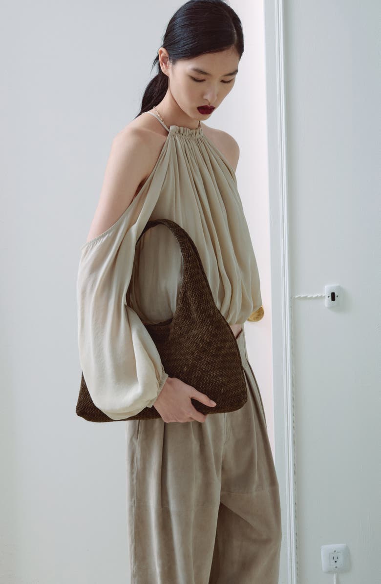 MANGO Woven Leather Shoulder Bag, Alternate, color,