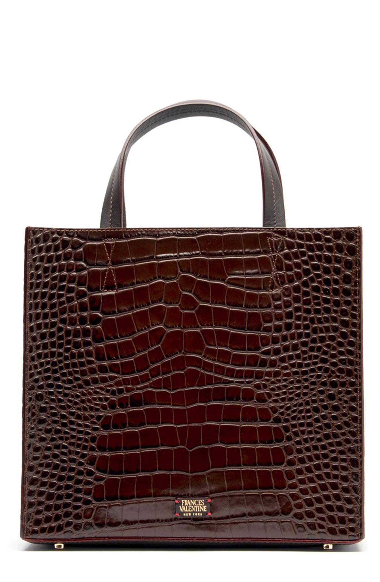 Frances Valentine Croc Embossed Leather Tote Bag, Main, color, 