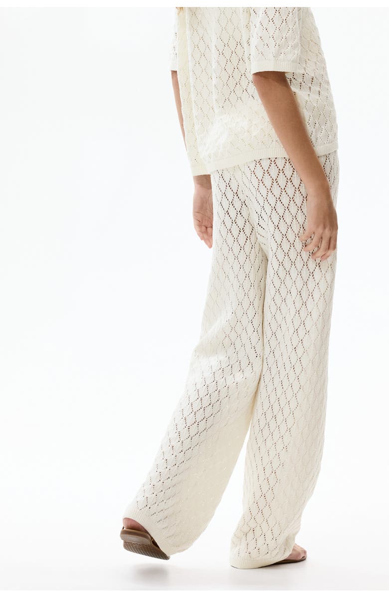 H&M Pointelle-knit Trousers, Alternate, color, Cream