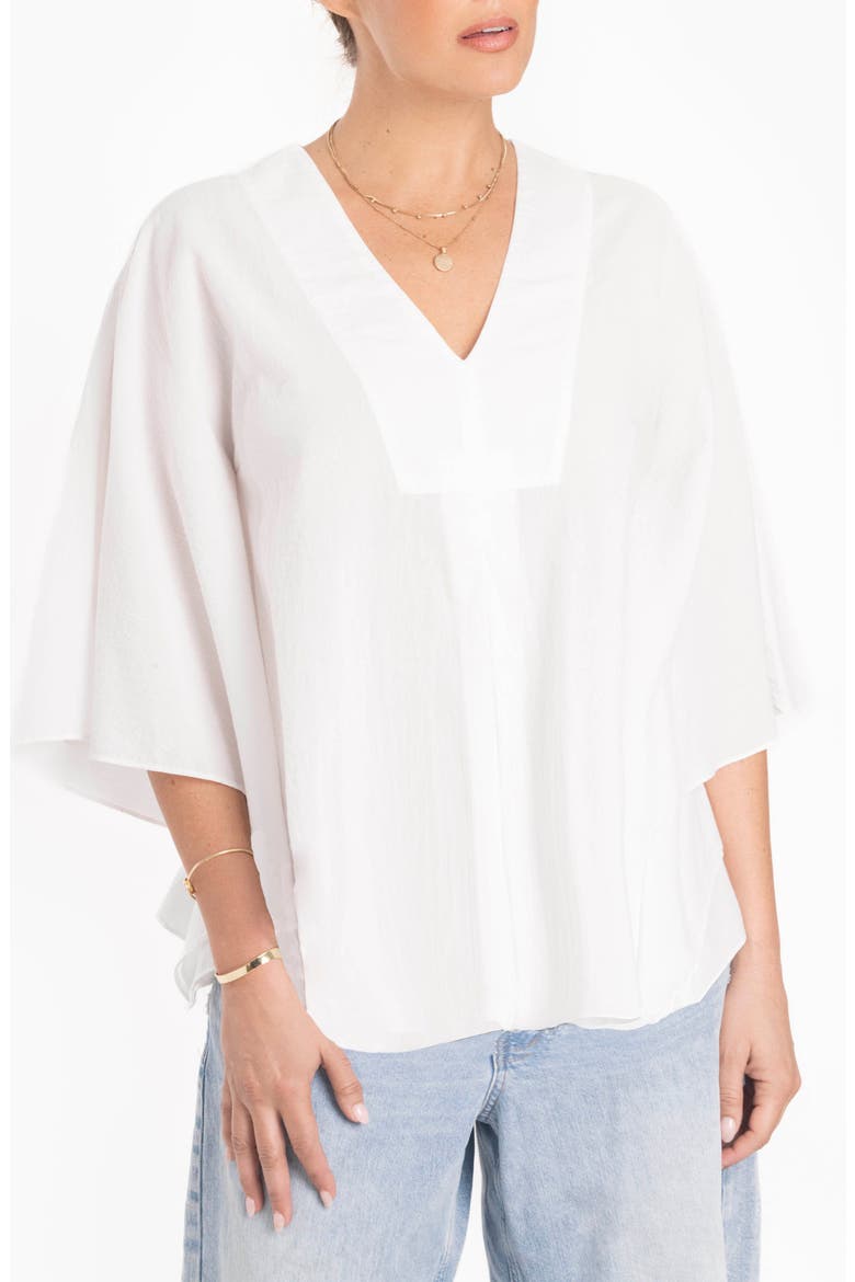 Butterfly Sleeve Cotton Caftan Top, Alternate, color, White
