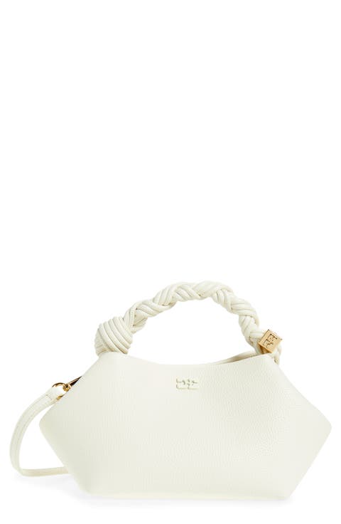 Small Bou Grained Faux Leather Top Handle Bag