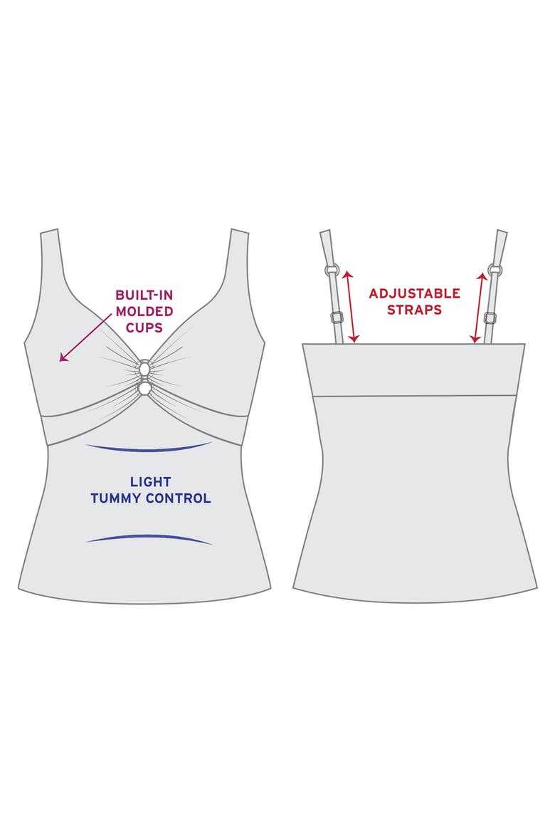 Molly Double Ring Tankini Swimsuit Top, Alternate, color, Balinese Block