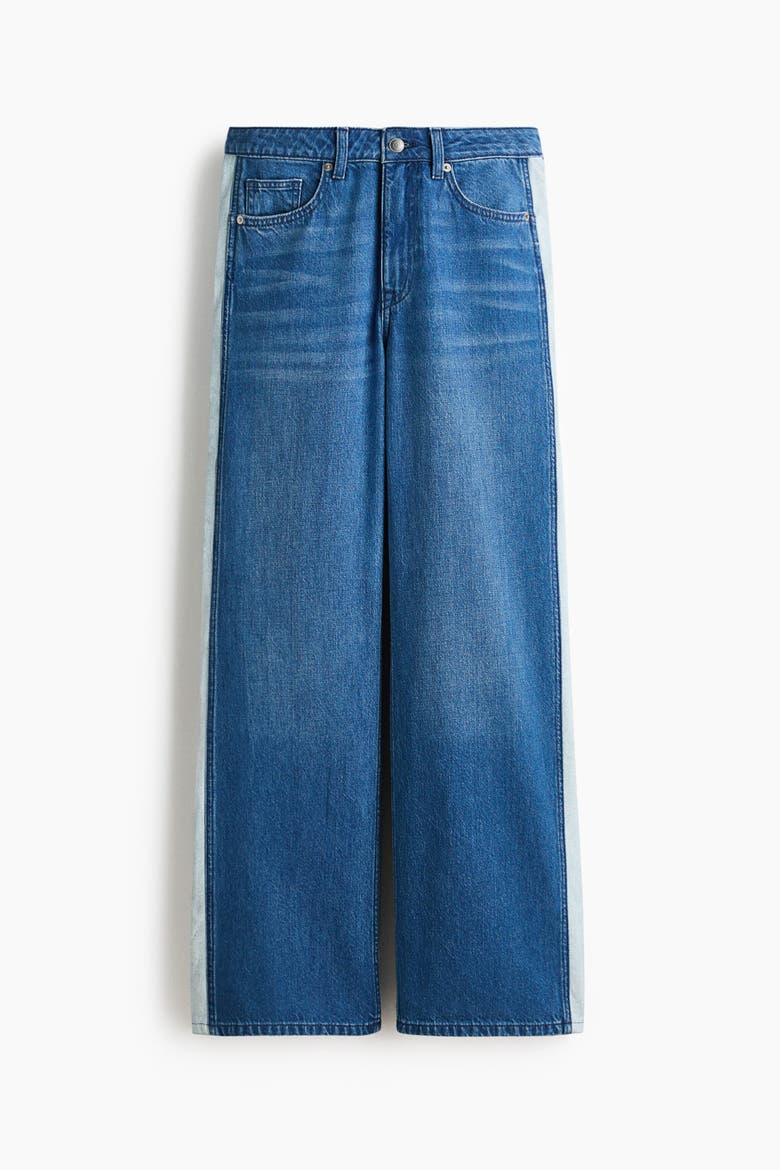 Wide Regular Side-striped Jeans, Alternate, color, Denim blue/white