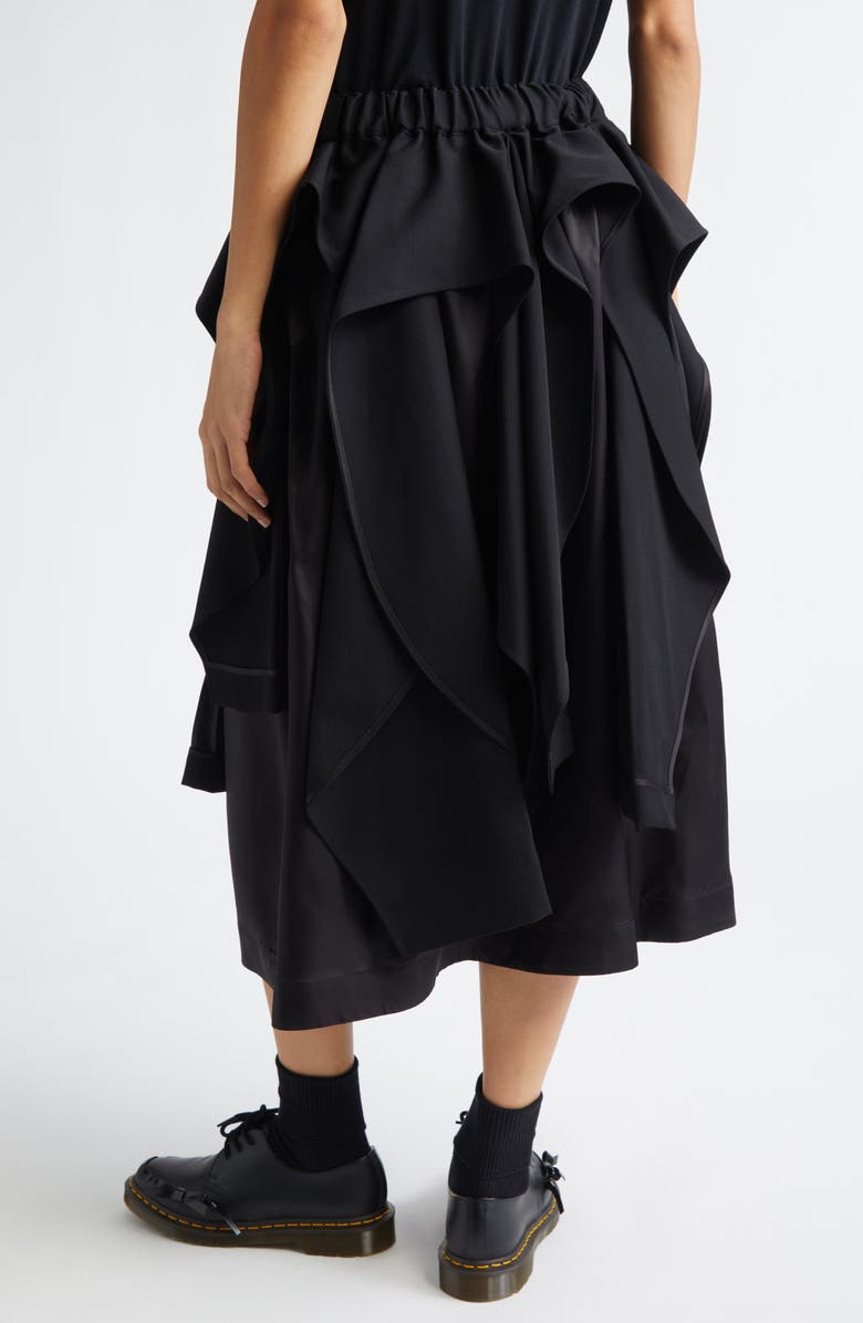 Noir Kei Ninomiya Deconstructed Wool Gabardine Midi Skirt, Alternate, color, Black