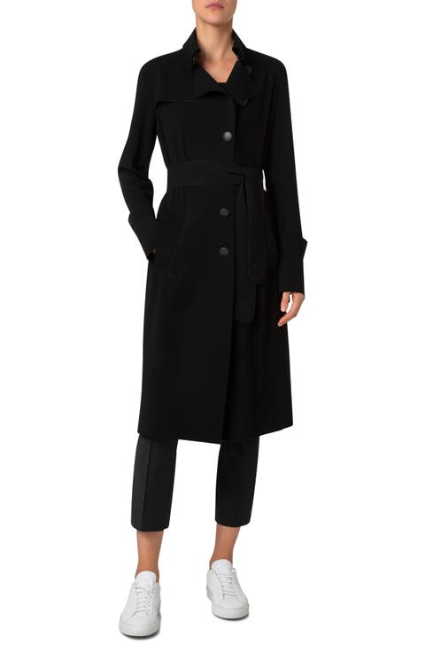 Laser Cut Technical Crepe Trench Coat