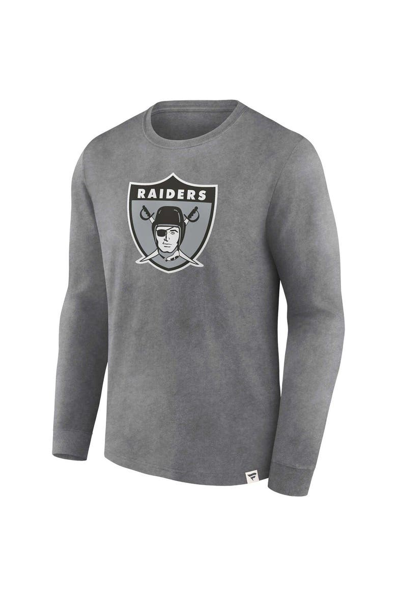 Men's Fanatics Branded  Heather Charcoal Las Vegas Raiders Washed Primary Long Sleeve T-Shirt, Alternate, color, Heather Charcoal
