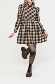 Disturbia Emily Cotton Check Mini Shirt Dress