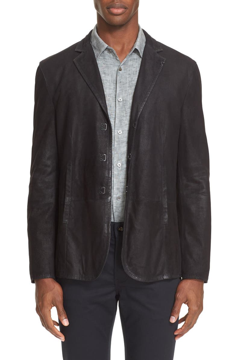 John Varvatos Slim Fit Leather Sport Coat, Main, color, 
