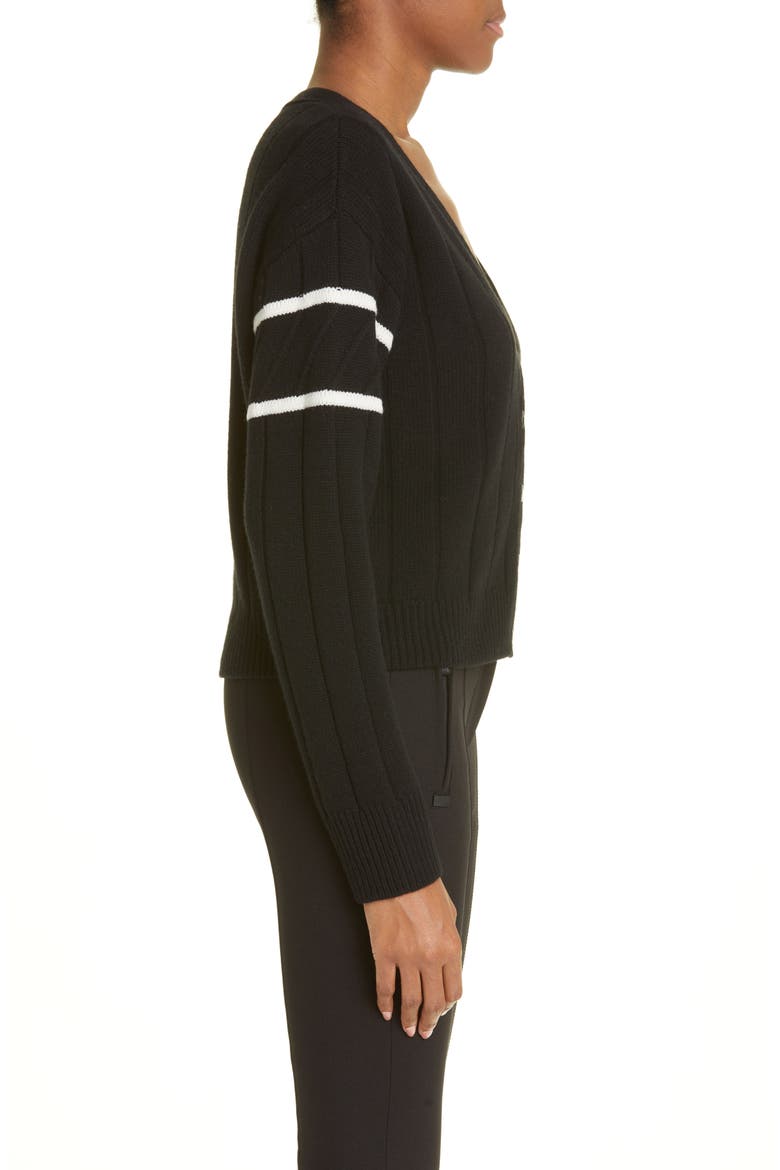 Virgin Wool & Cashmere Crop Cardigan, Alternate, color, BLACK/ WHITE