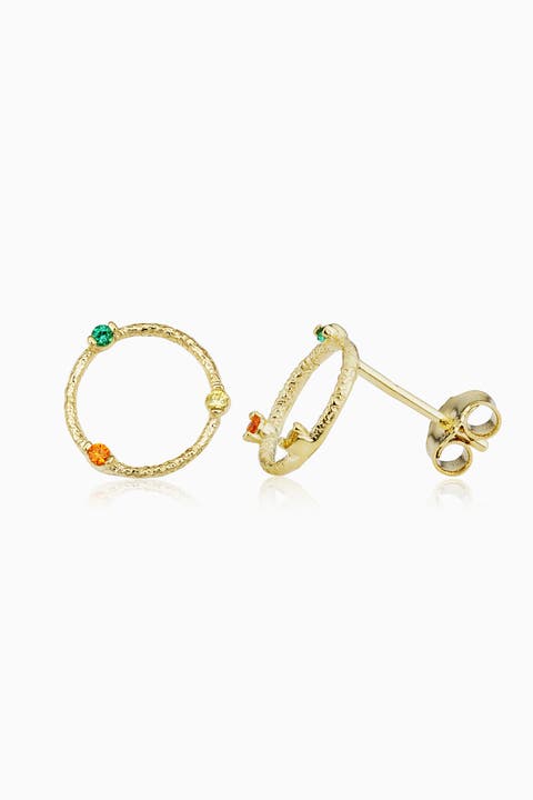 14K Yellow Gold Multistone Circus Studs