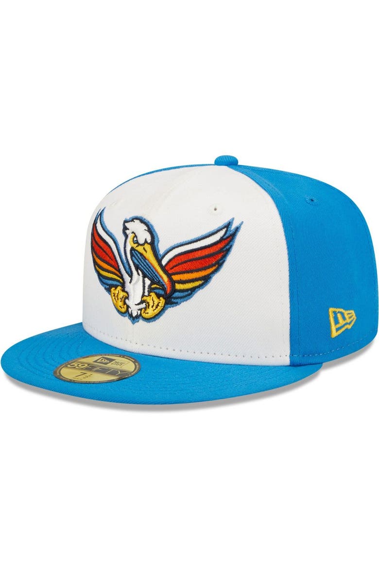 Men's New Era White/Royal Pelicanos de Myrtle Beach Copa De La Diversion 59FIFTY Fitted Hat, Main, color, Royal
