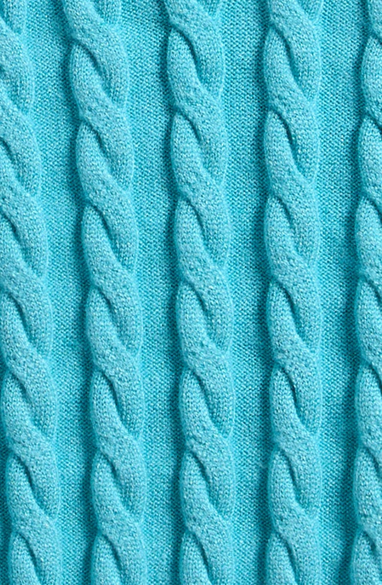 Cotton Emporium Kids' Cable Polo Sweater, Alternate, color, Turqoise Blue