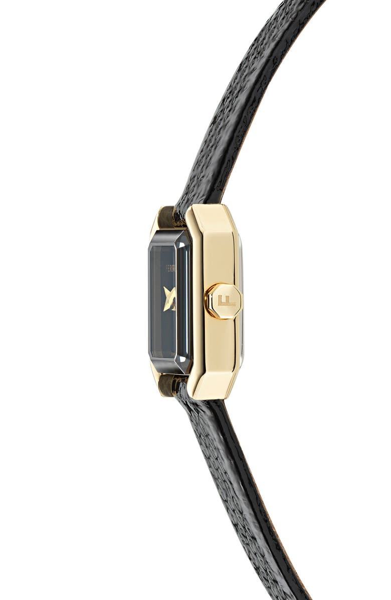 FERRAGAMO Crystal Petite Leather Strap Watch, 15mm x 20mm, Alternate, color,