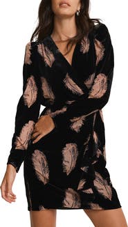 MINT VELVET Velvet Feather Print Mini Dress