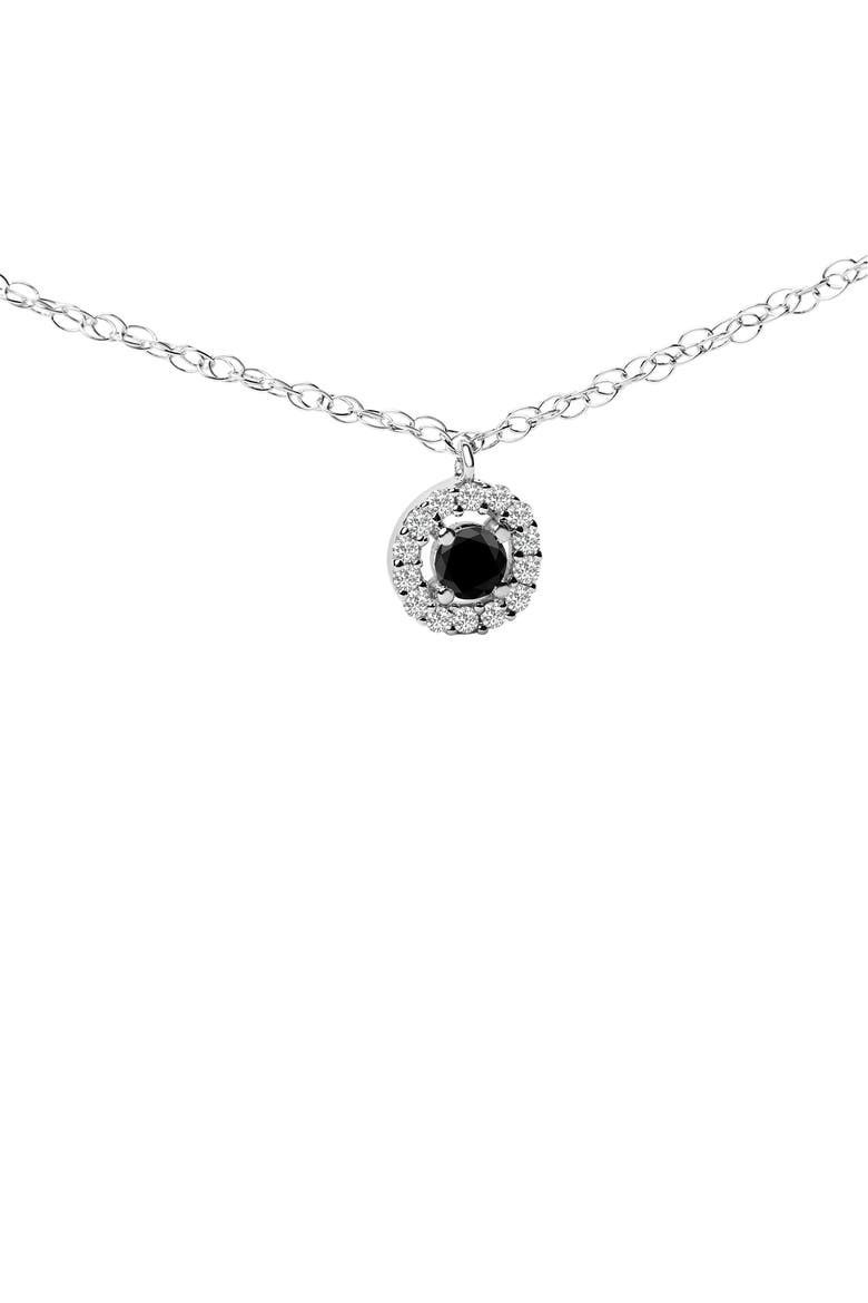 .925 Sterling Silver 5/8 Cttw Black Diamond 3 Station with Halo Necklace, Alternate, color, Silver