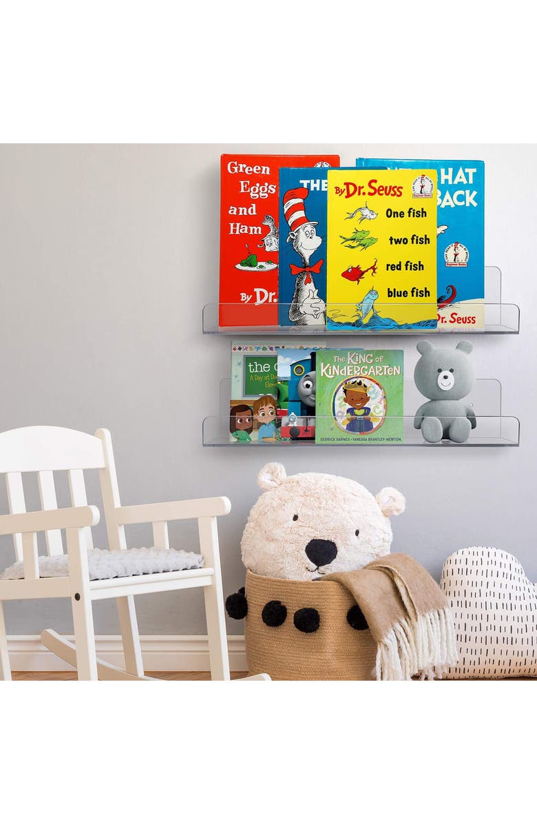 SORBUS Floating Acrylic Wall Ledge Shelf - Set of 6, Alternate, color, Clear