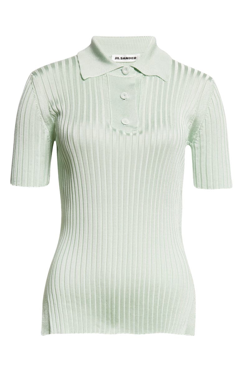 Jil Sander Short Sleeve Yak & Virgin Wool Rib Polo Sweater, Alternate, color, 