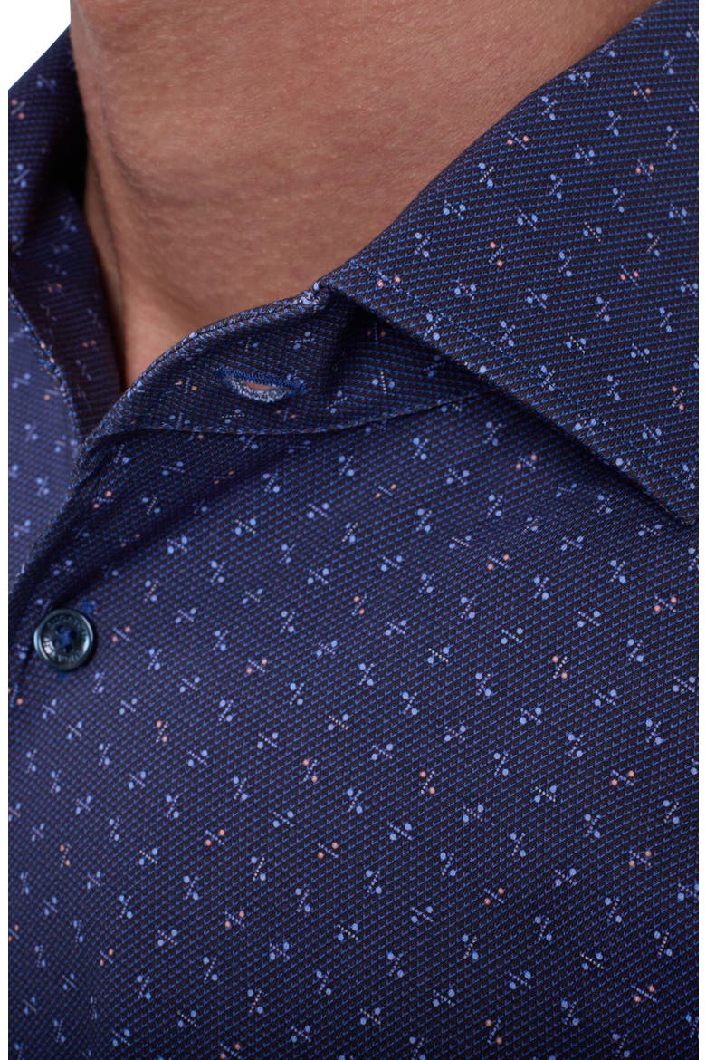 Devon OoohCotton® Geo Print Button-Up Shirt, Alternate, color, NIGHT BLUE