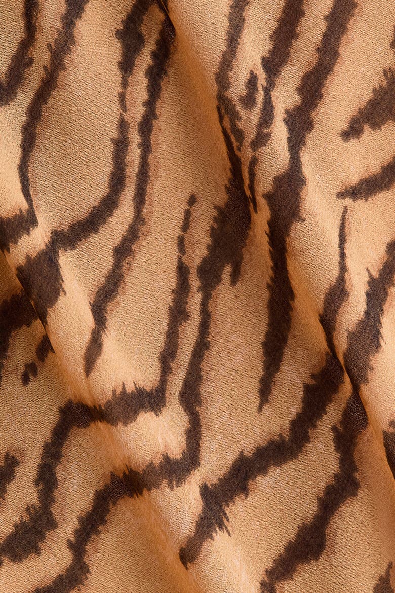 Scarf-collar Midi Dress, Alternate, color, Beige/tiger stripes