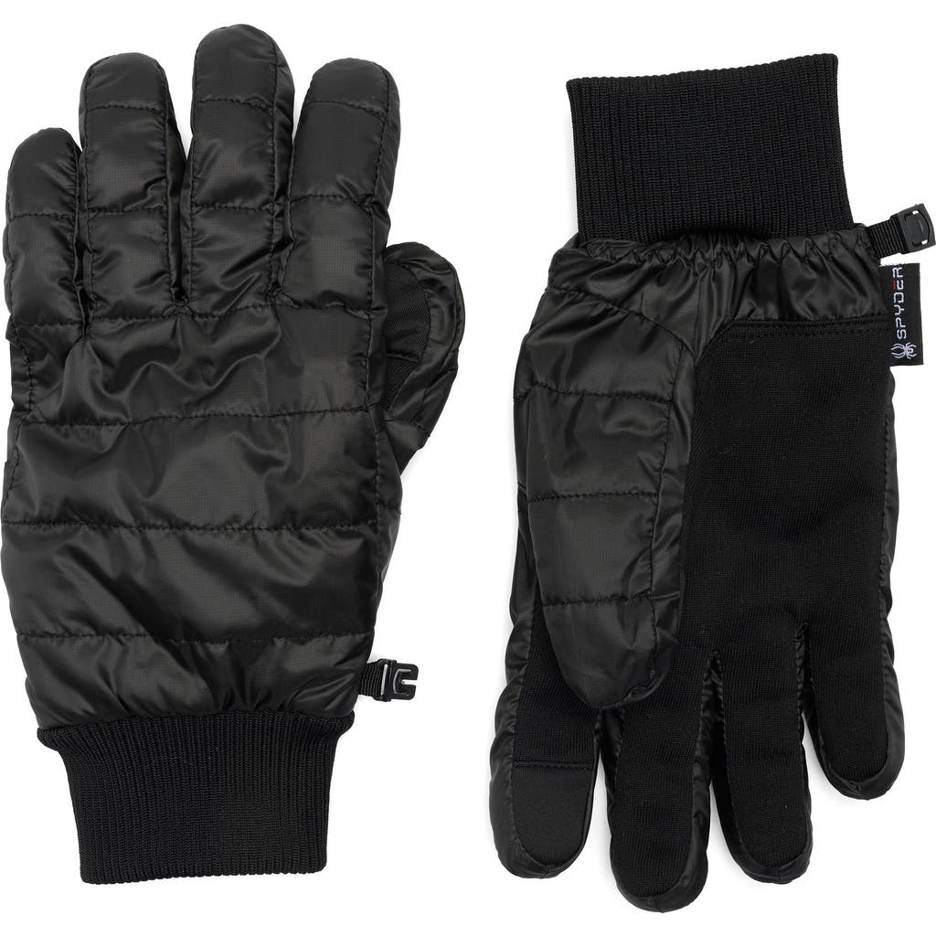 Spyder Quilted Stretch Nylon Gloves In Black
