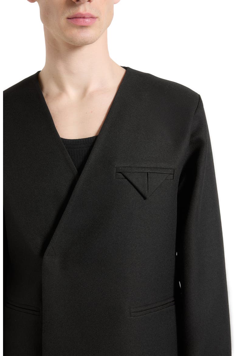 Colin Collarless Double Breasted Minimal Blazer, Alternate, color, Black