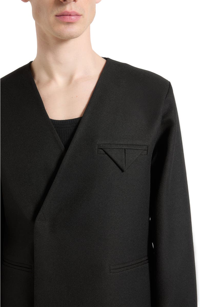 Manière De Voir Colin Collarless Double Breasted Minimal Blazer, Alternate, color, Black