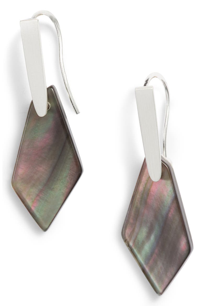 Gianna Drop Earrings, Main, color, RHODIUM/ BLACK MOP