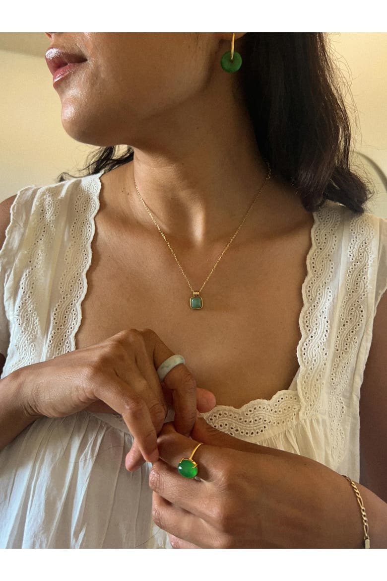 Puzzle Square Jade stone pendant necklace, Alternate, color, Bright green