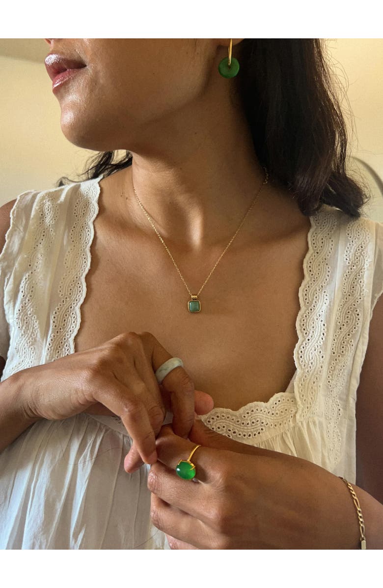 seree Puzzle Square Jade stone pendant necklace, Alternate, color, Bright Green