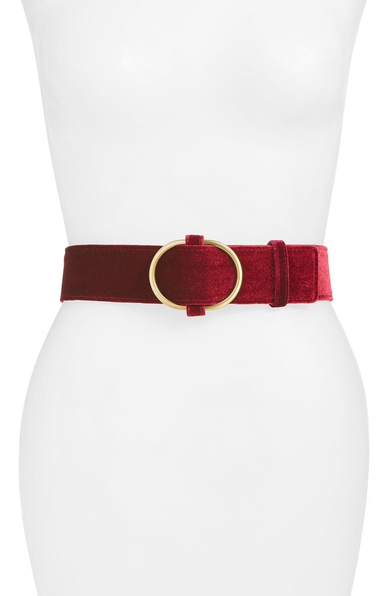 Rachel Parcell Oval Buckle Velvet Belt, Main, color,