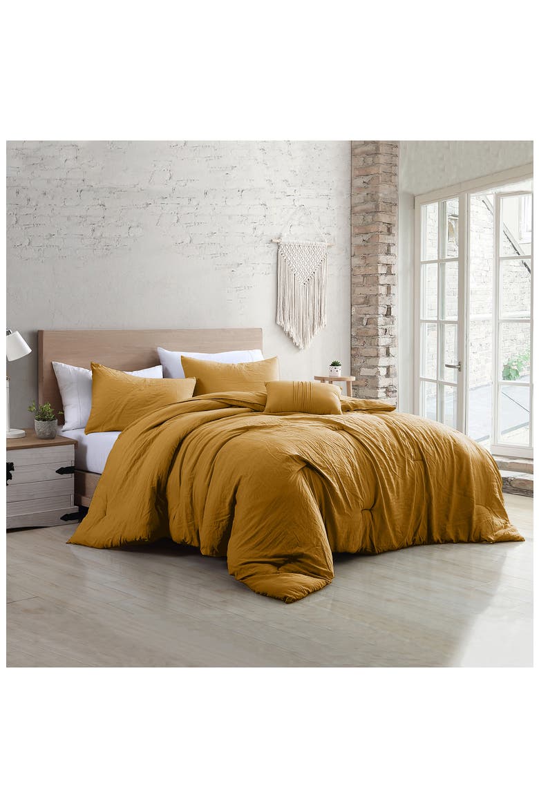 4-Piece Garment-Washed Comforter Set - Beck Dark Rose - Queen, Main, color, GOLD