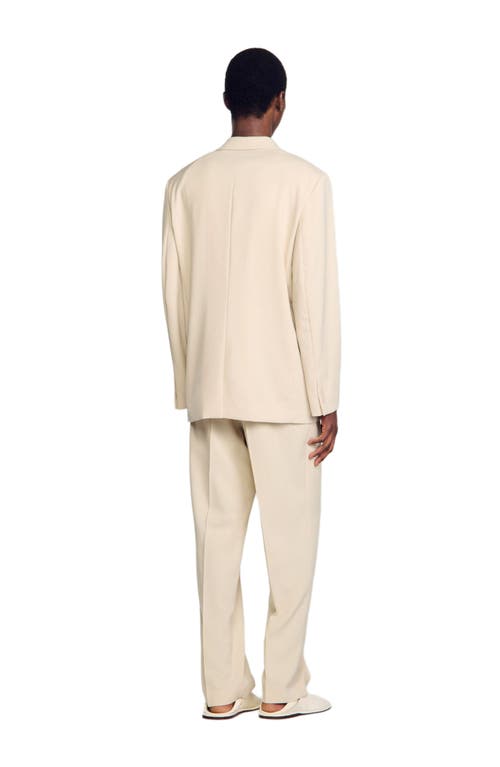 Sandro Oversized Wool Suit Jacket In Oats