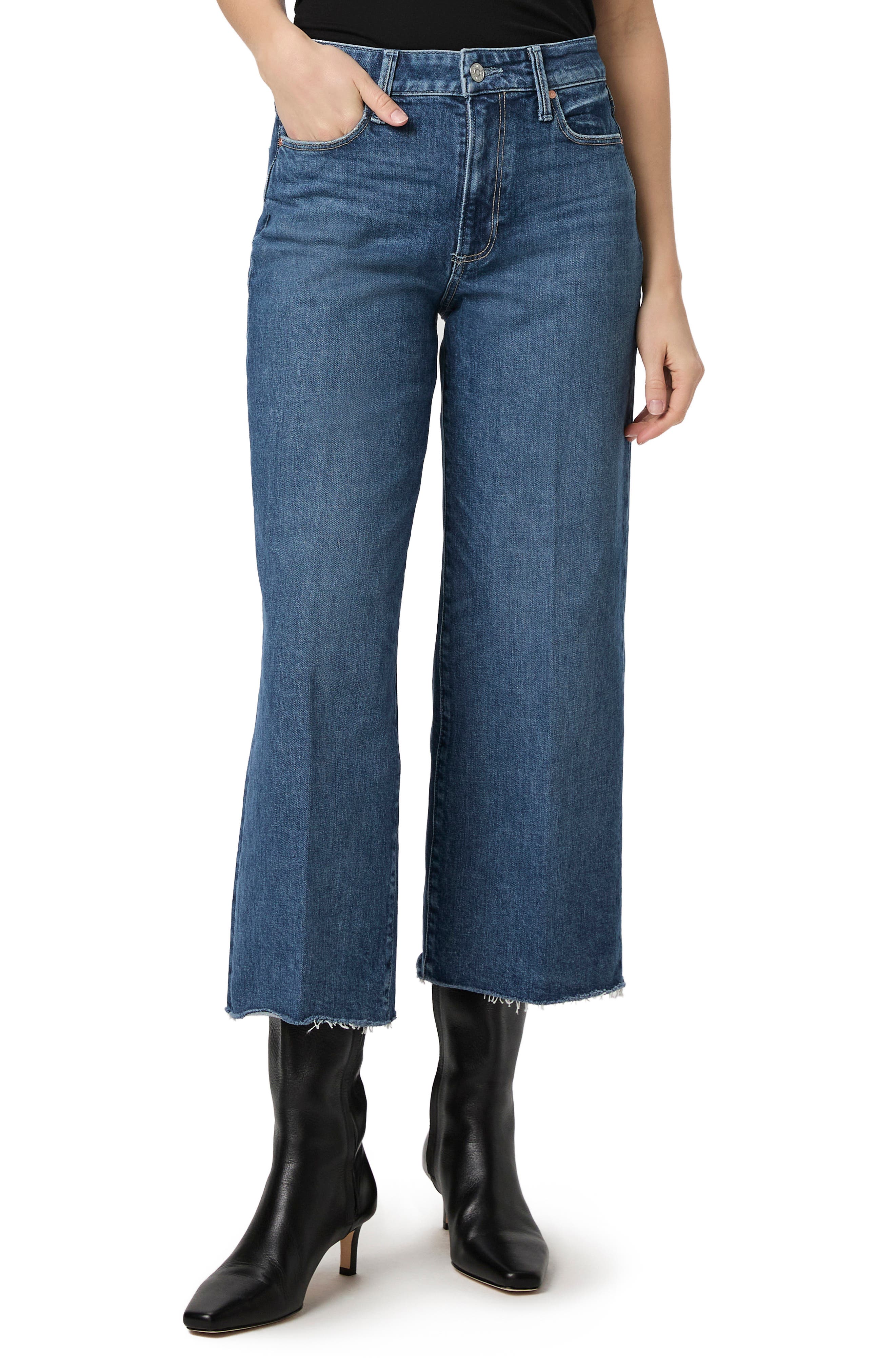 Anessa Raw Hem Wide Leg Crop Jeans