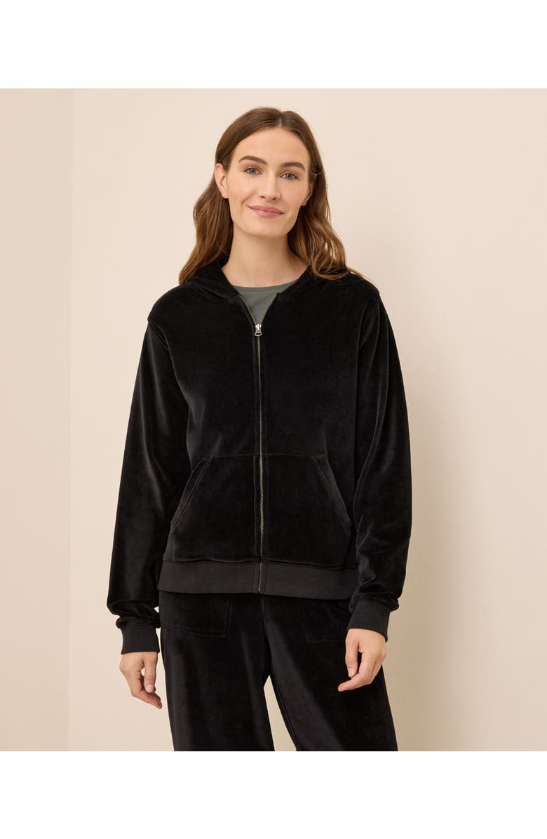 Pact Organic Cotton Pure Velour Zip Hoodie, Main, color, Black